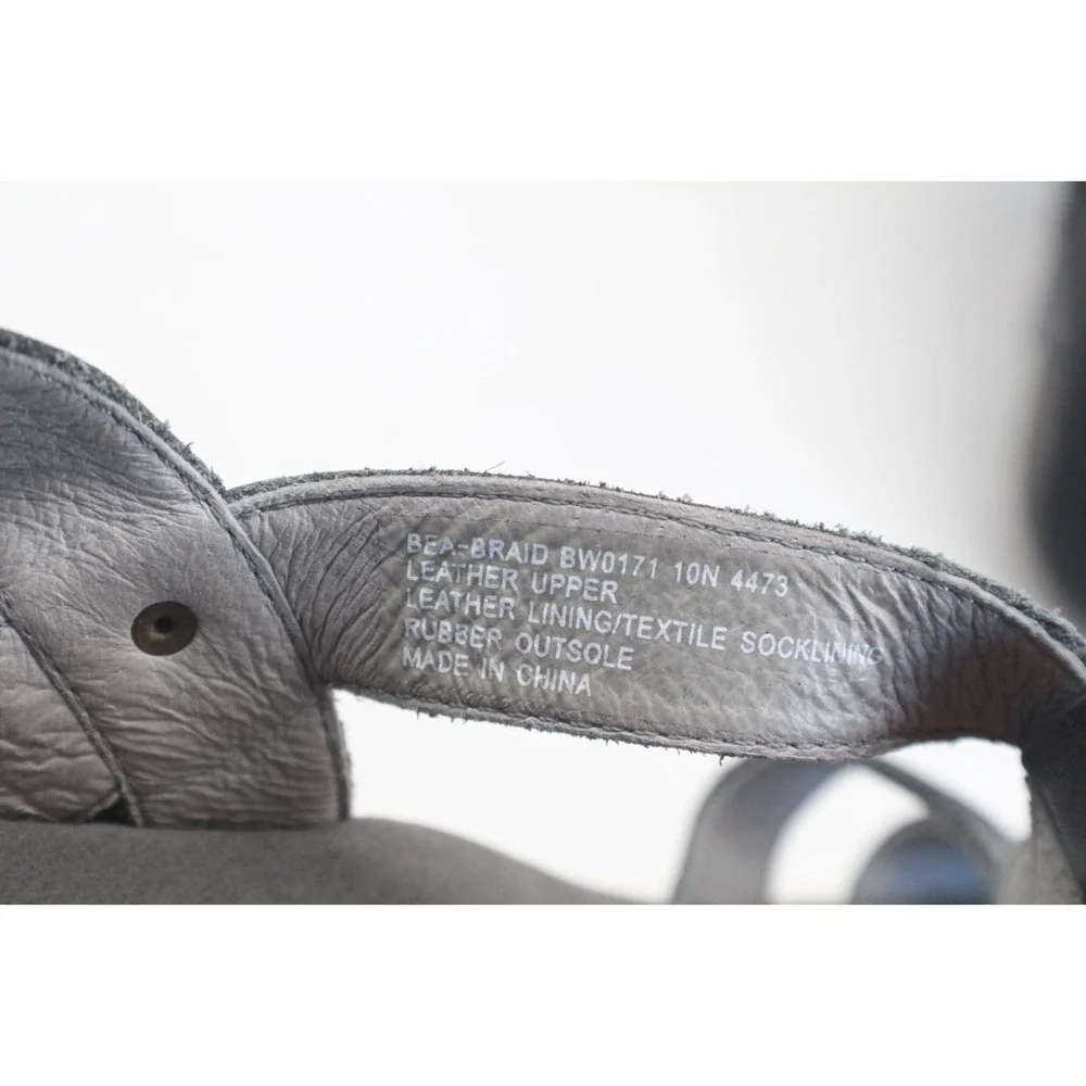 Abeo Bea Braid Pewter Slingback Leather Sandal Women Sz 10N Adjustable Strap